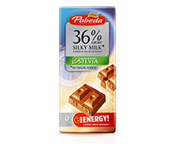 No Sugar Added  Milk Chocolate  36 % Cocoa with  Stevia