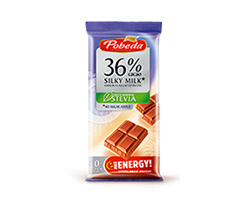 No Sugar Added  Milk Chocolate  36 % Cocoa with  Stevia